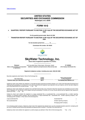 Thumbnail SkyWater Technology 10-Q Quarterly Report FY 