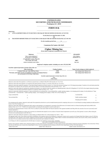 Thumbnail Cipher Mining 10-K Annual Report 2024