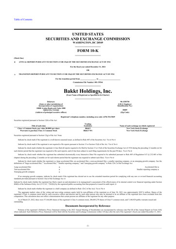 Vorschaubild Bakkt Holdings 10-K Jahresbericht 2021