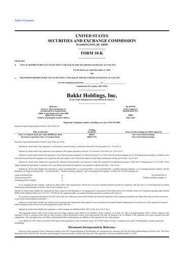 Vorschaubild Bakkt Holdings 10-K Jahresbericht 2022