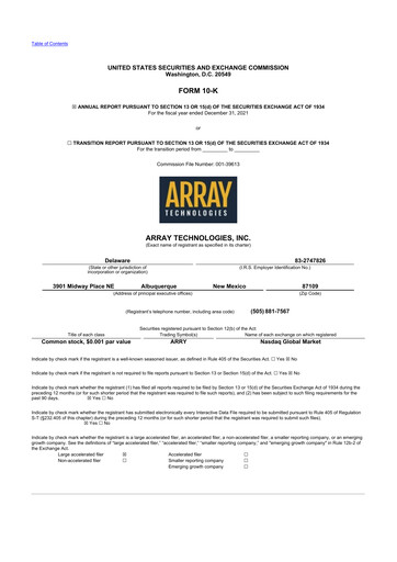 Thumbnail Array Technologies 10-K Annual Report 2021