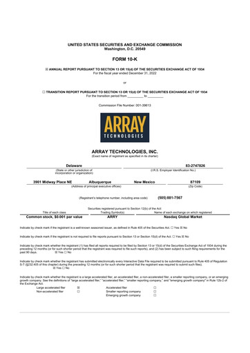 Thumbnail Array Technologies 10-K Annual Report 2022