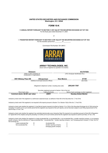 Thumbnail Array Technologies 10-K Annual Report 2024