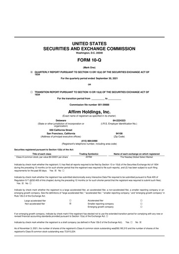 Thumbnail Affirm 10-Q Quarterly Report FY2022 