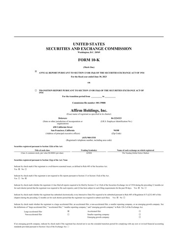 Thumbnail Affirm 10-K Annual Report 2023