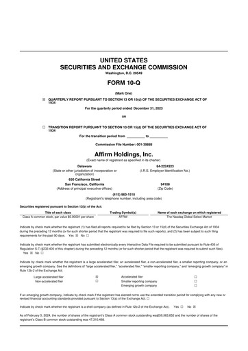 Thumbnail Affirm 10-Q Quarterly Report FY2024 