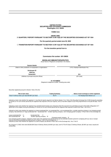 Vorschaubild MoonLake Immunotherapeutics 10-Q Quartalsbericht 2022 