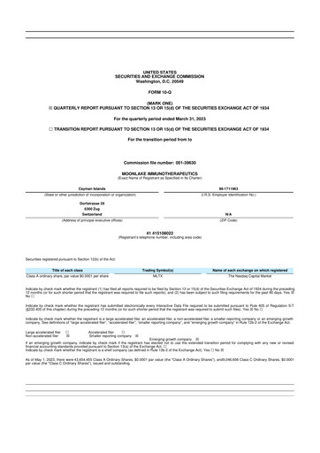 Vorschaubild MoonLake Immunotherapeutics 10-Q Quartalsbericht 2023 