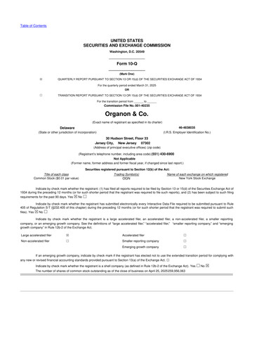 Vorschaubild Organon 10-Q Quartalsbericht 2025 