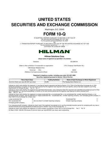 Miniature Hillman Solutions 10-Q Rapport trimestriel 2024 