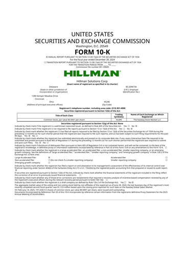 Thumbnail Hillman Solutions 10-K Annual Report 2024