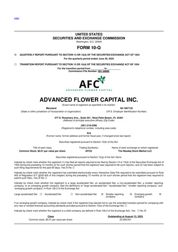 Thumbnail 	Advanced Flower Capital 10-Q Quarterly Report FY2025 