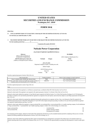 Thumbnail NuScale Power 10-K Annual Report 2022
