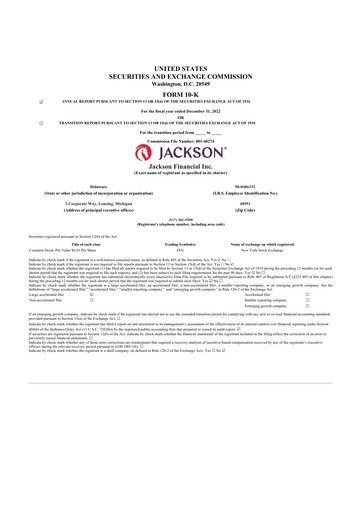 Miniature Jackson Financial 10-K Rapport annuel 2022