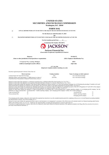 Miniature Jackson Financial 10-K Rapport annuel 2023