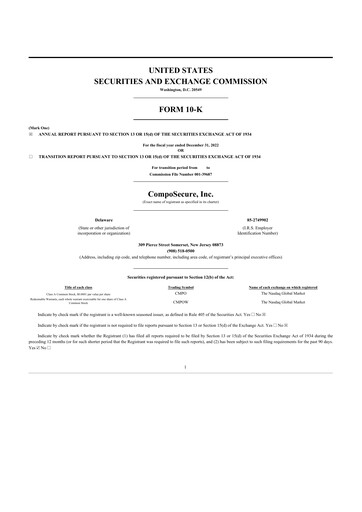 Vorschaubild CompoSecure 10-K Jahresbericht 2022