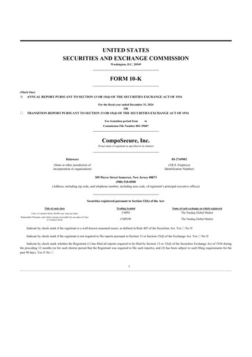 Vorschaubild CompoSecure 10-K Jahresbericht 2024