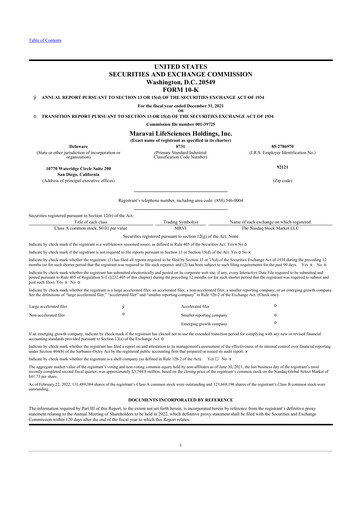 Miniature Maravai LifeSciences
 10-K Rapport annuel 2021
