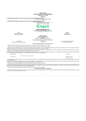 Thumbnail Enact Holdings 10-K Annual Report 2021