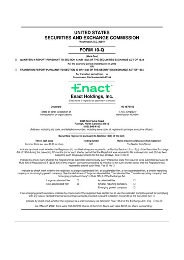 Vorschaubild Enact Holdings 10-Q Quartalsbericht 2022 