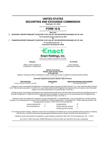 Vorschaubild Enact Holdings 10-Q Quartalsbericht 2023 