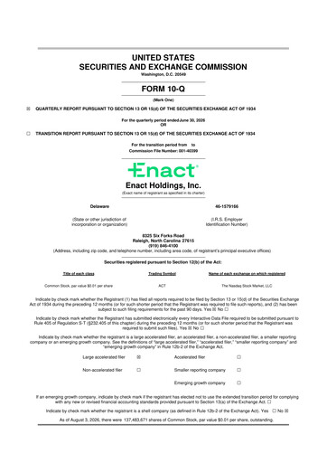 Thumbnail Enact Holdings 10-Q Quarterly Report FY2026 