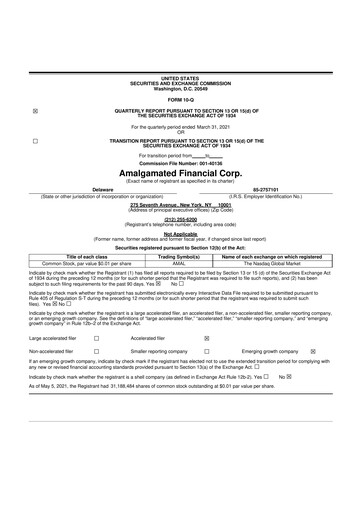 Vorschaubild Amalgamated Financial 10-Q Quartalsbericht 2021 
