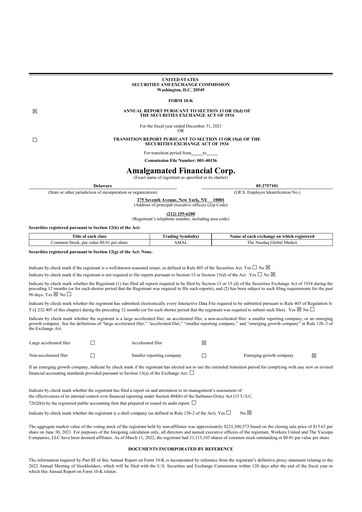 Thumbnail Amalgamated Financial 10-K Annual Report 2021