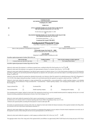 Thumbnail Amalgamated Financial 10-K Annual Report 2024