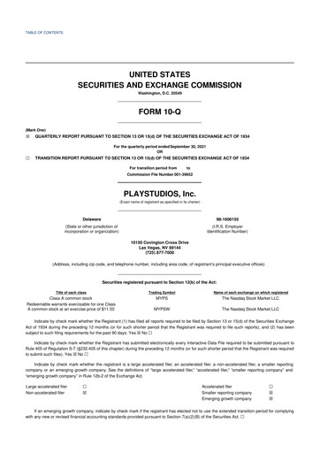 Thumbnail Playstudios 10-Q Quarterly Report FY2021 