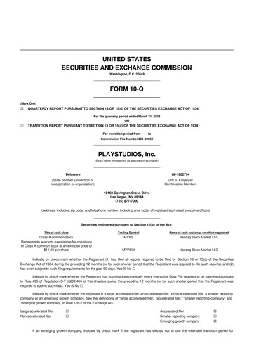 Thumbnail Playstudios 10-Q Quarterly Report FY2023 