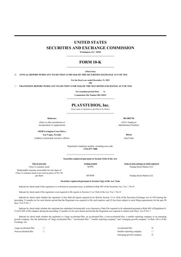 Thumbnail Playstudios 10-K Annual Report 2023