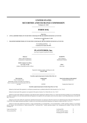 Thumbnail Playstudios 10-K Annual Report 2024