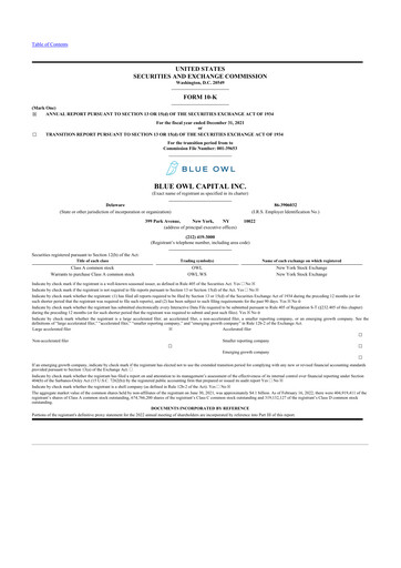 Thumbnail Blue Owl Capital 10-K Annual Report 2021