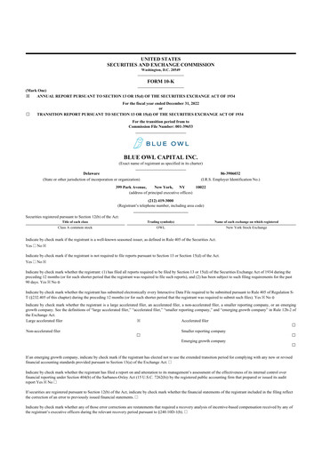 Thumbnail Blue Owl Capital 10-K Annual Report 2022