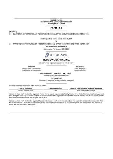 Thumbnail Blue Owl Capital 10-Q Quarterly Report FY2026 