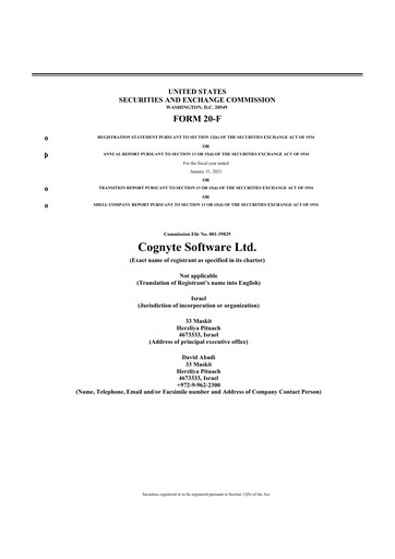 Thumbnail Cognyte Software 20-F Annual Report 2020