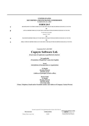 Thumbnail Cognyte Software 20-F Annual Report 2022