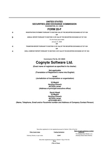 Miniature Cognyte Software 20-F Rapport annuel 2025
