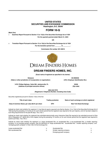 Thumbnail Dream Finders Homes 10-Q Quarterly Report FY2023 
