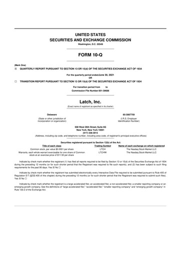 Thumbnail Latch 10-Q Quarterly Report FY2021 