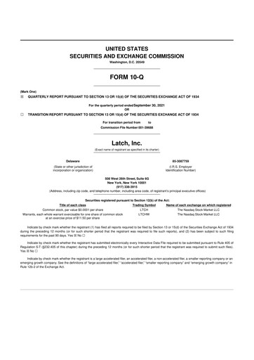 Thumbnail Latch 10-Q Quarterly Report FY2021 