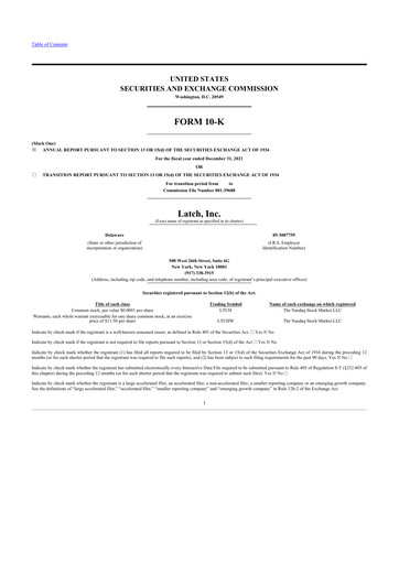Thumbnail Latch 10-K Annual Report 2021