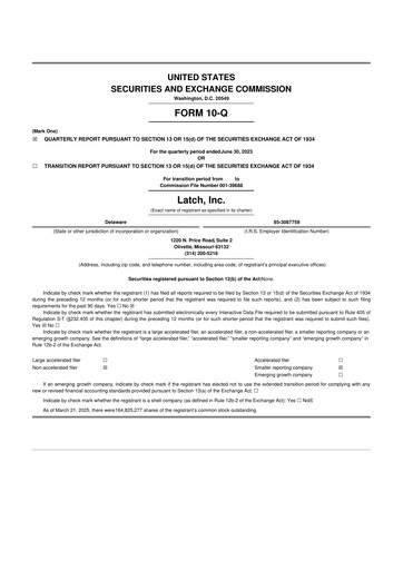 Thumbnail Latch 10-Q Quarterly Report FY2023 