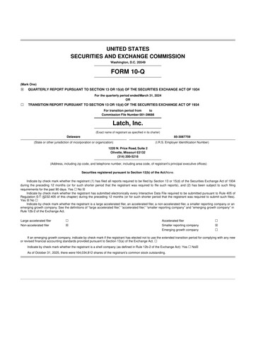 Thumbnail Latch 10-Q Quarterly Report FY2024 