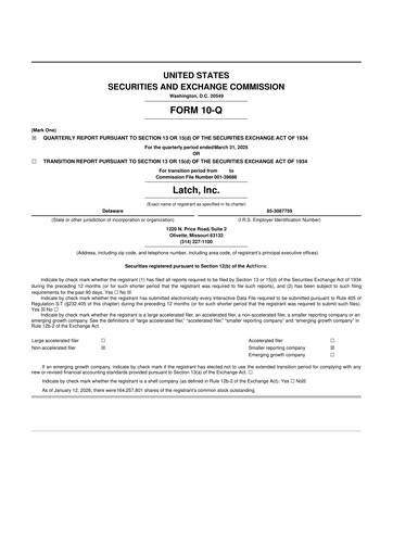 Thumbnail Latch 10-Q Quarterly Report FY2025 