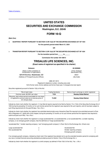 Miniature TriSalus Life Sciences 10-Q Rapport trimestriel 2024 