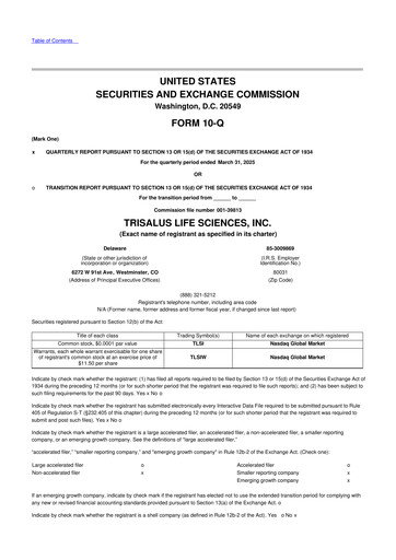 Miniature TriSalus Life Sciences 10-Q Rapport trimestriel 2025 