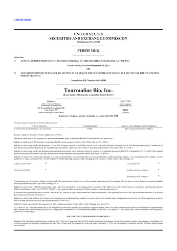 Thumbnail Tourmaline Bio 10-K Annual Report 2023