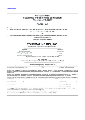 Thumbnail Tourmaline Bio 10-Q Quarterly Report FY2024 